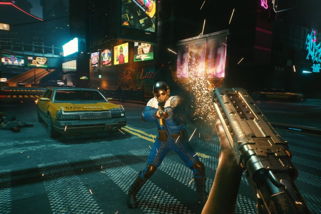 Khung cảnh đêm trong Cyberpunk 2077